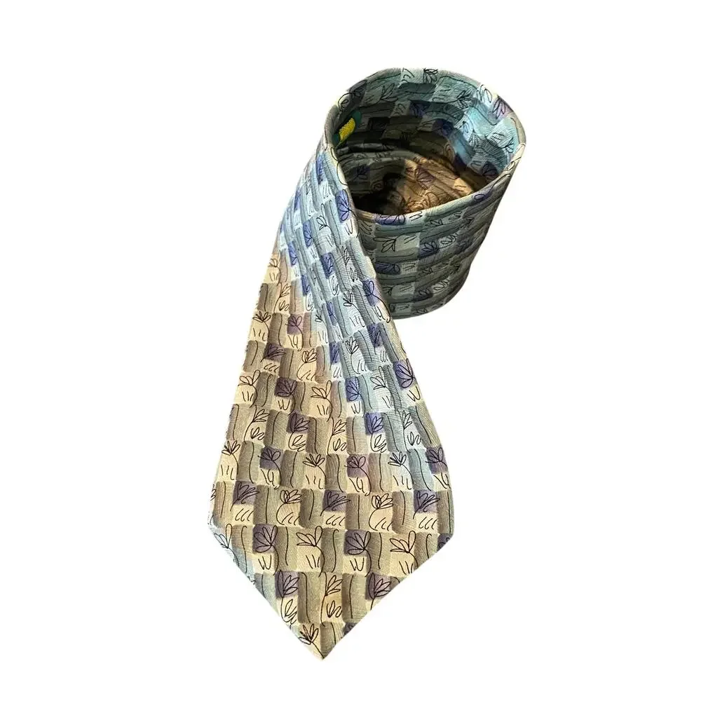 J Garcia Collection Tie Gray Abstract Floral 100% Silk Necktie‎